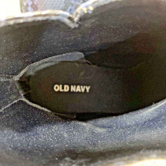 Blue Faux Snakeskin Ankle Boots Booties by Old Navy US 7M High Heel Boho Hippie - Picture 8 of 9